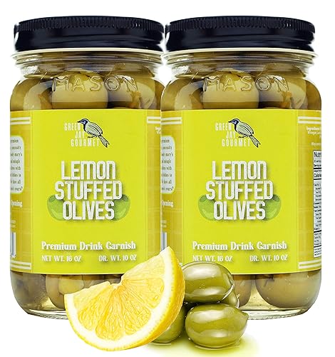Vista 59 de Green Jay Gourmet Aceitunas rellenas de ajo - Aceitunas verdes rellenas para recetas de guarnición de cóctel y tabla de queso - Aceitunas de Martini