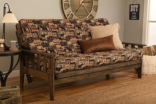 Miniatura 27 de Kodiak Furniture Tucson - Juego de futón de tamaño completo en acabado rústico de nogal, color negro gamuza Negro (Suede Black),Solo marco,Marmont