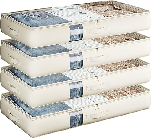 Bolsas de almacenamiento plegables de lados suaves debajo de la cama con ventana, organizadores de armario sin marco rígido, contenedores de