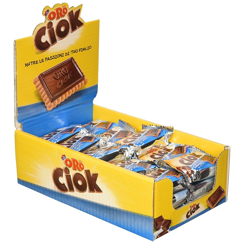 Immagine del prodotto Oro Ciok, Biscotto con Tavoletta di Cioccolato al Latte, Merenda Semplice e Golosa, Fonte Naturale di Fibre, Senza Coloranti e Conservanti, 750g (30 monoporzioni da 25g)