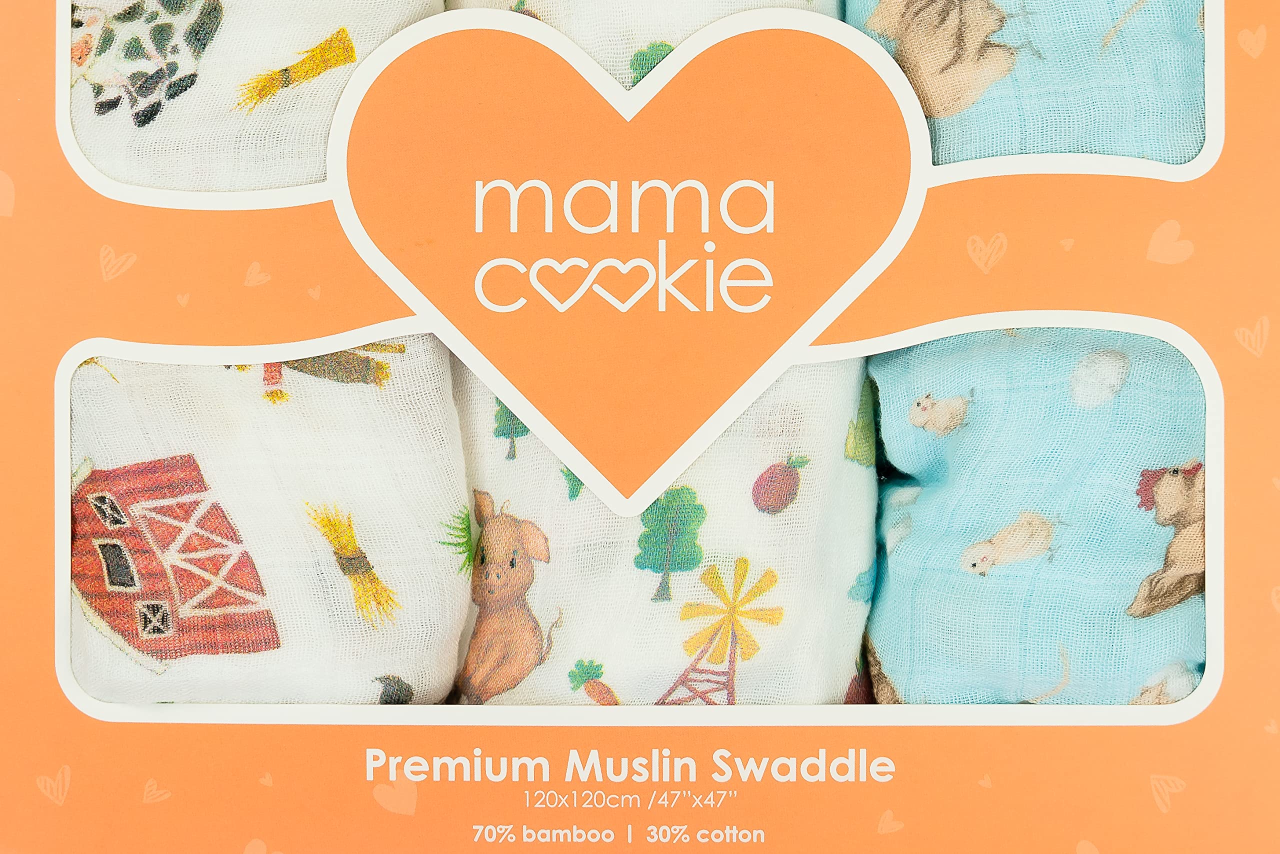 Swaddle Blankets Large Nursery Blanket, Bamboo Muslin, Baby Swaddling Cloth, Gender Neutral Wrap – Ideal for Newborns, Girls, Boys, Farm Themed Nursery Swaddling Blankets Pack of 3 Blanket