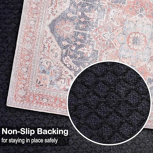 Miniatura 5 de Adiva Rugs Alfombra lavable a máquina con parte trasera antideslizante para sala de estar, dormitorio, cuarto de baño, cocina, impresión vintage