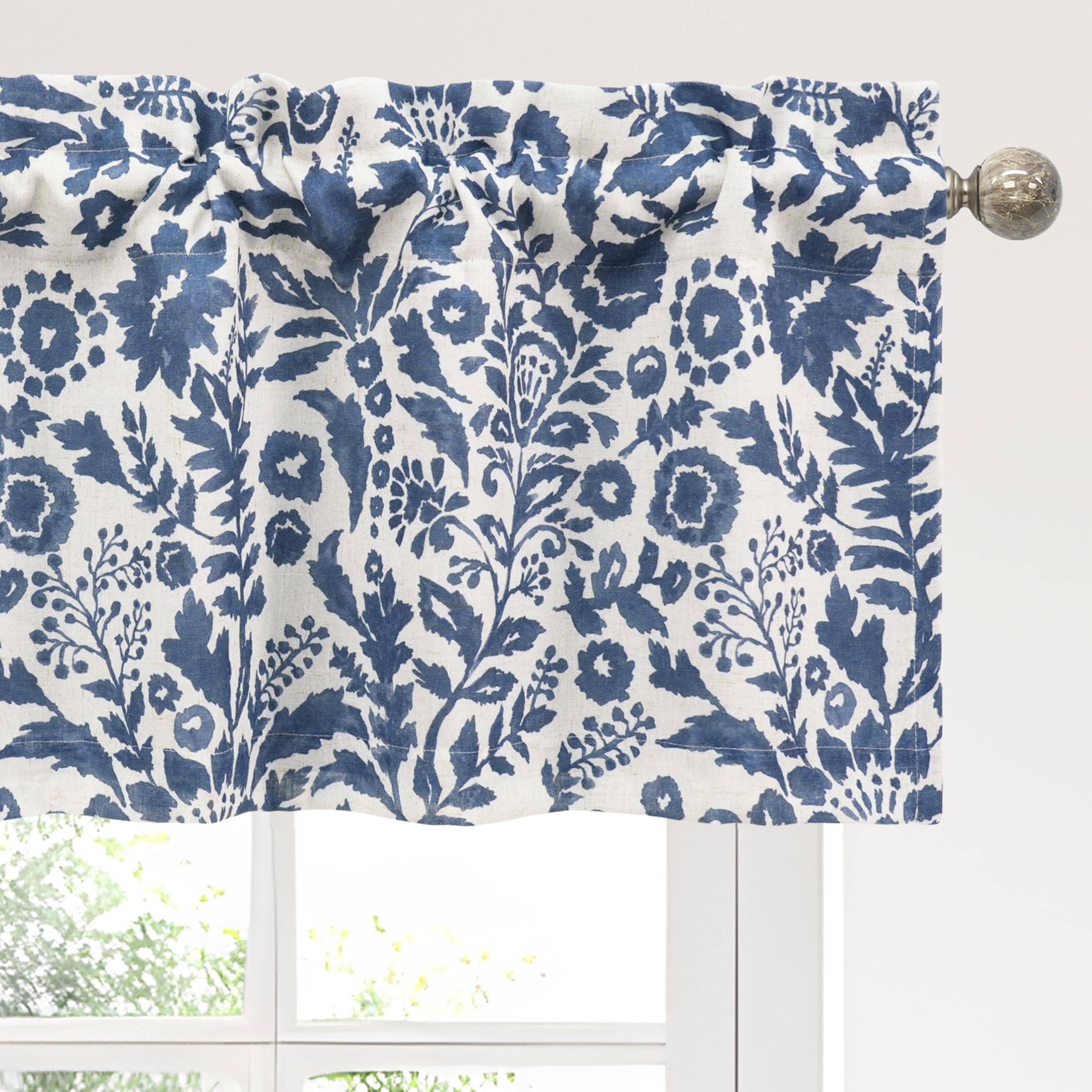 DriftAway Julia Watercolor Blooming Flower Floral Lined Thermal Insulated Window Curtain Valance Rod Pocket 52 Inch by 18 Inch Plus 2 Inch Header