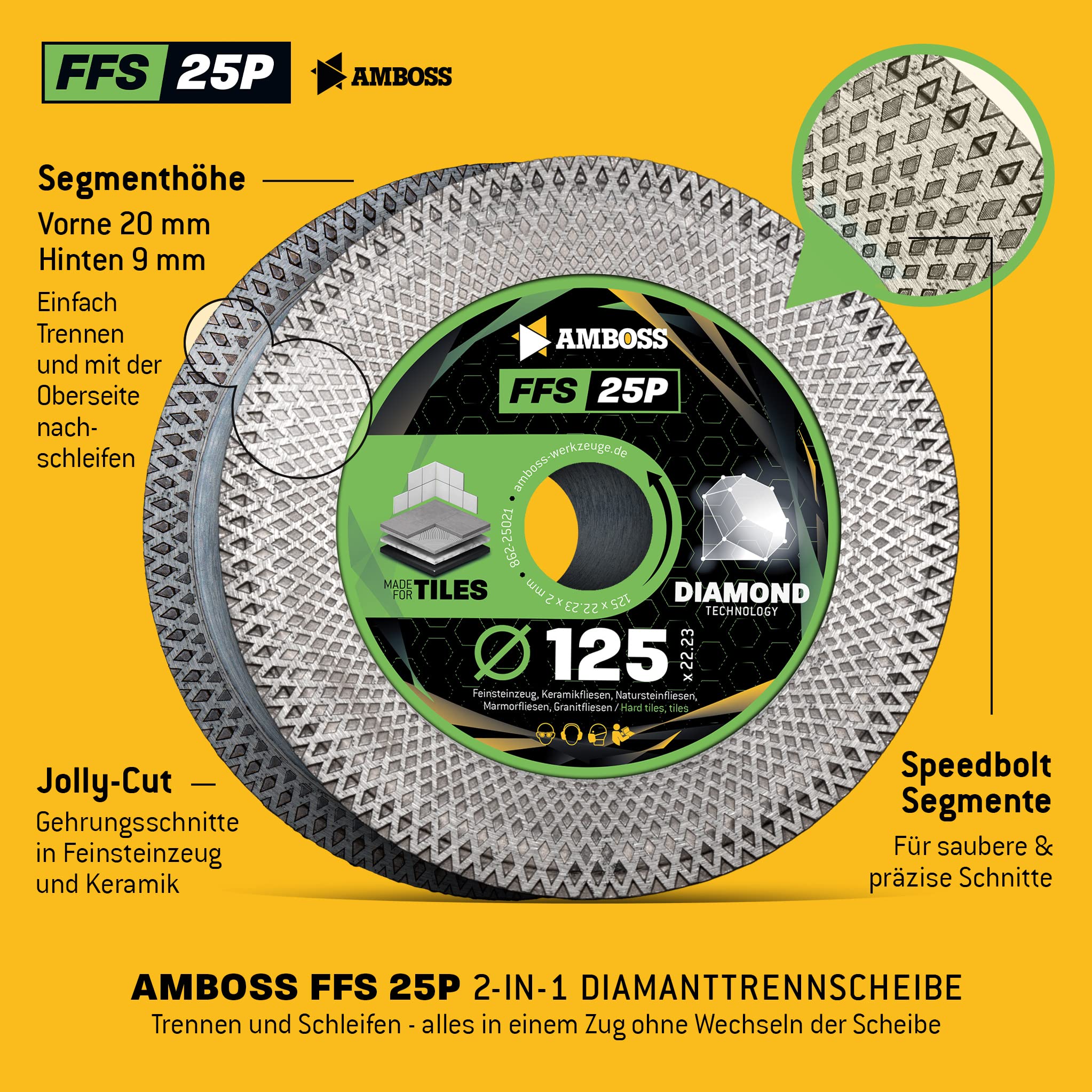 Amboss Diamant Trennscheibe 150 mm x 1.4 x 22.2/25.4 mm Für Granit