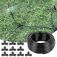 Vista 1 de 100FT 1/4 Inch Drip Irrigation Tubing with 10 Pack Push-to-Connect 1/4" Tee Connectors, Distribution Drip Line Hose & Universal Tee Fitting, for