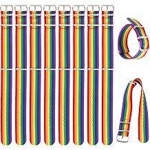 10Pcs Pride Rainbow Bracelets LGBTQ Adjustable Wristband Nylon Rainbow Watch Band Bracelets for Women Men Pride Parade Bulk Accessories