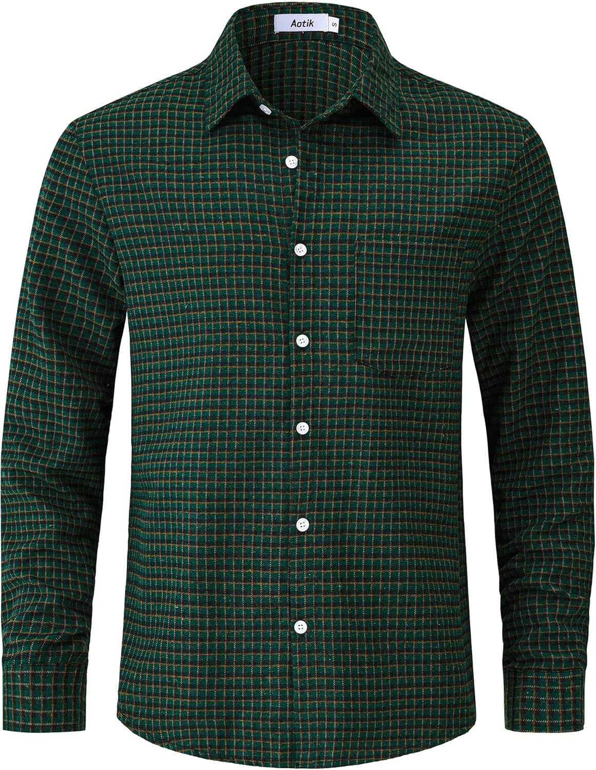 Mens Gingham Button Down Shirt Long Sleeve Dress Shirts Business Casual Shirts with Pockets - Image 2