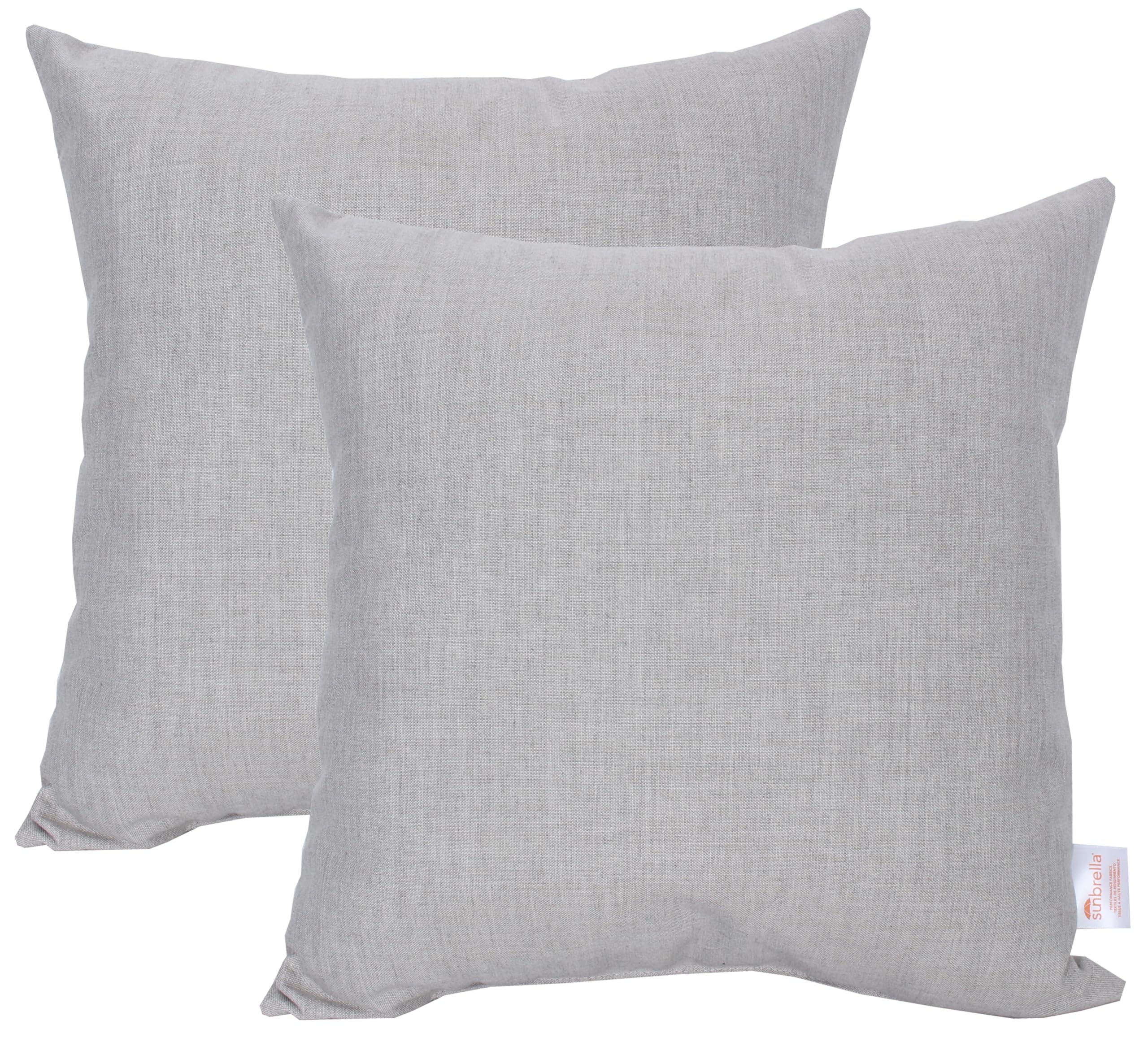 Sweet Summer Living Outdoor/Indoor Sunbrella Throw Pillows Square Set of 2 Pieces 24 inch x 24 inch Cast Silver - Cover Only, Insert Not Included