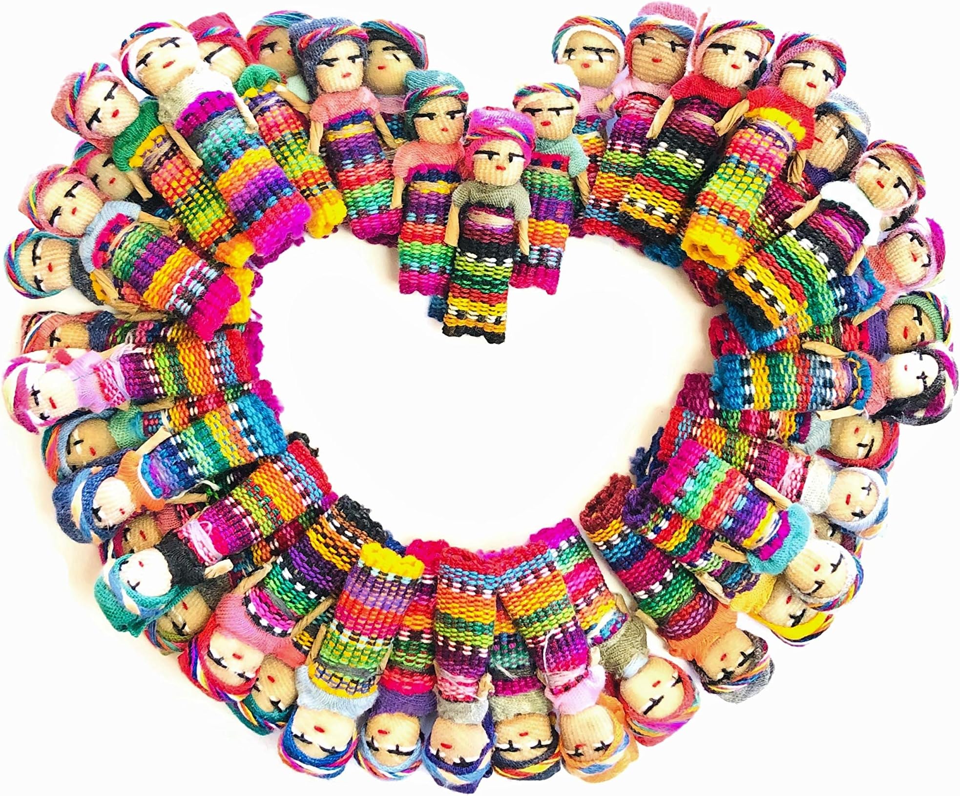 Mayan Arts ミニ装飾ウォーリー人形 グアテマラ製ハンドメイドコットン人形 1.5インチ パーティーの記念品ギフトアイデア フェアトレード レインボー