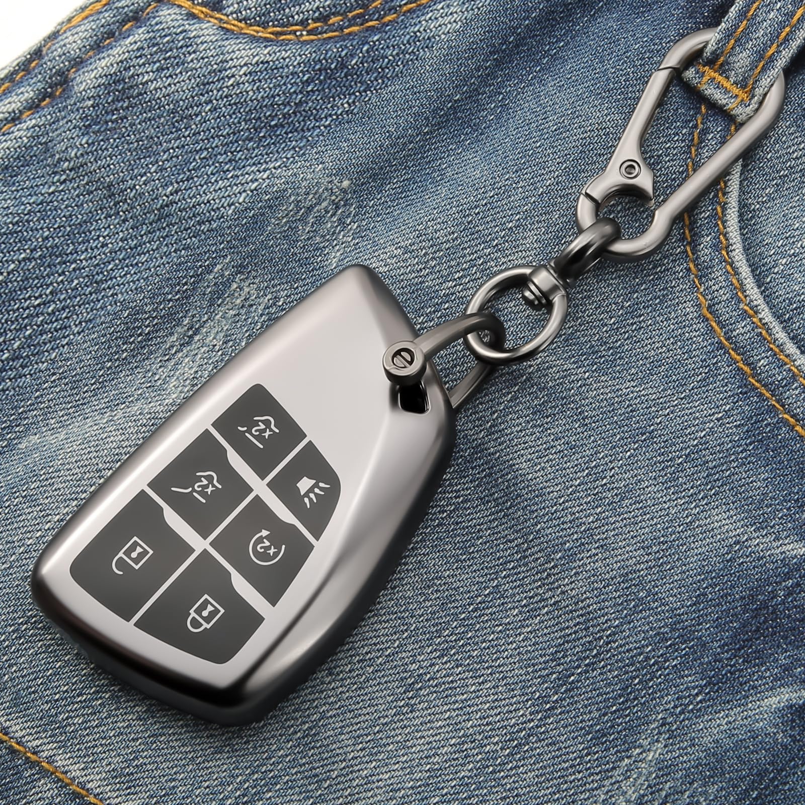 Transparent Black Car Key Chain Cover Case For Chevy Tahoe Suburban GMC Yukon