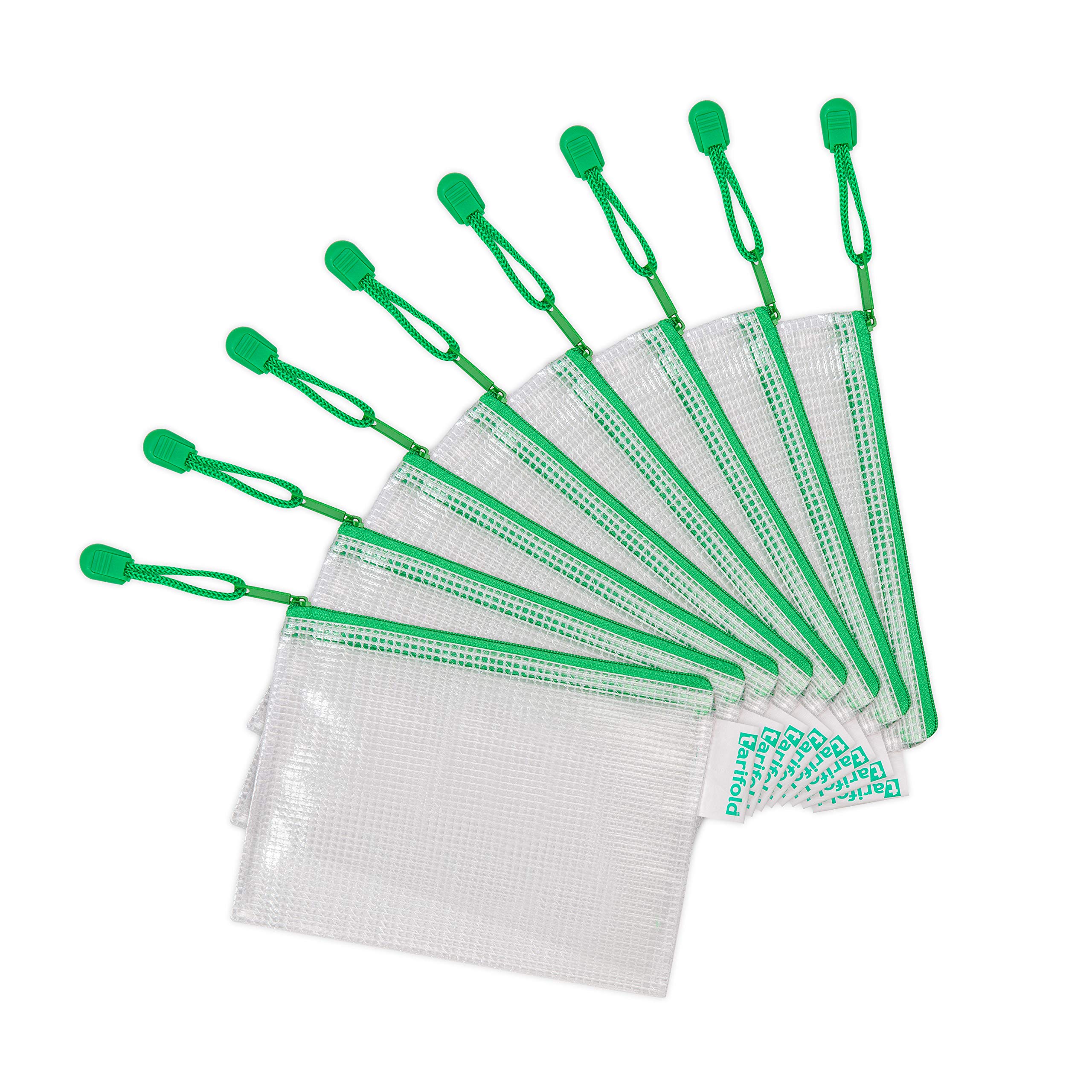 Tarifold Fr 509069 – set met 8 hoezen, kunststof, formaat A6, ritssluiting, documentenhoezen, transparant, voor kantoor, reizen, school, huis, verschillende kleuren