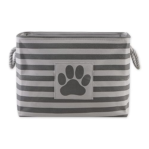 Bone Dry Pet Storage Collection Striped Paw Patch Bin, Medium Rectangle, Gray - Medium Rectangle - Gray