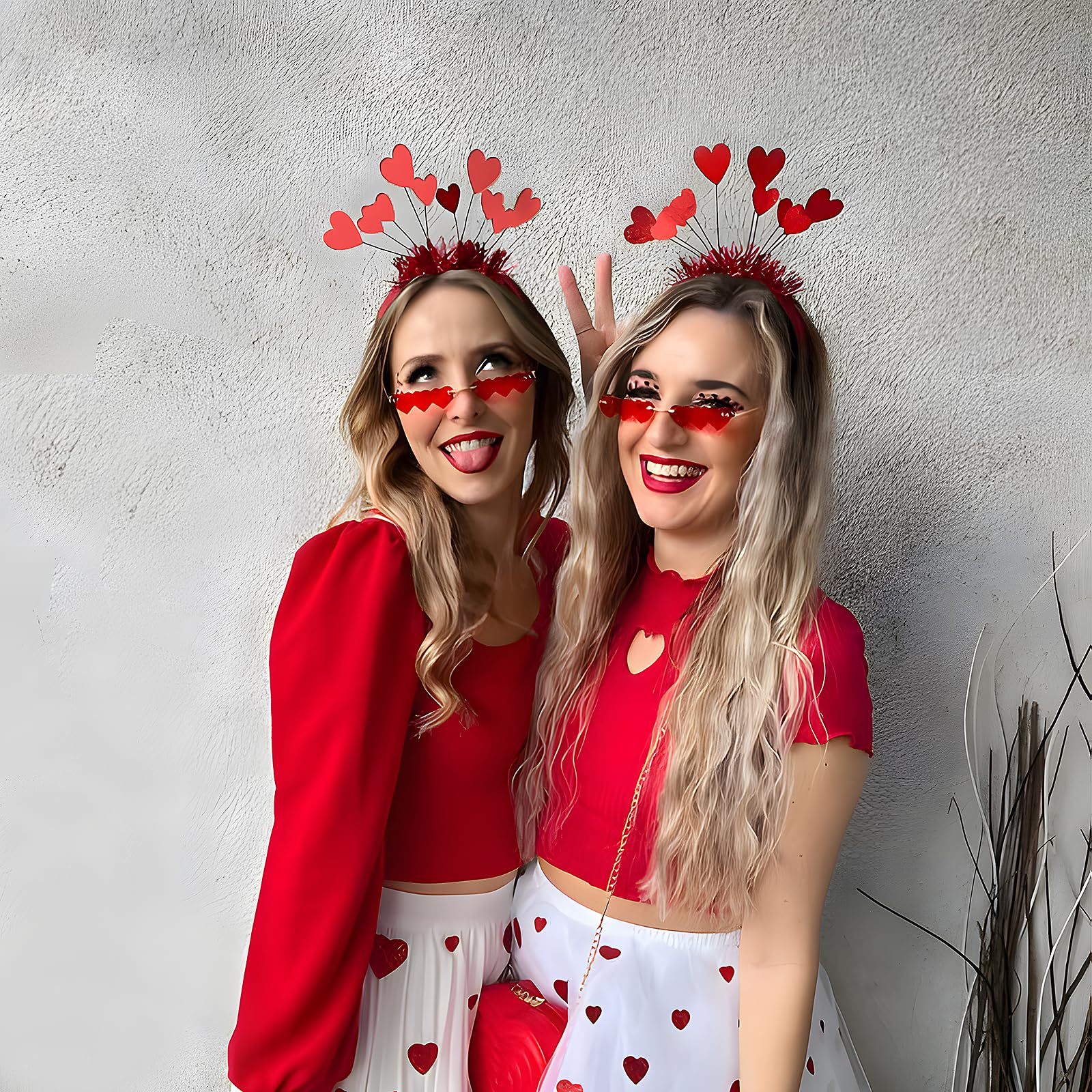 2 Lunettes Cœur + 2 Serre-Tête Paillettes - Déguisement Vintage Pour Fête, Cosplay Et Photo