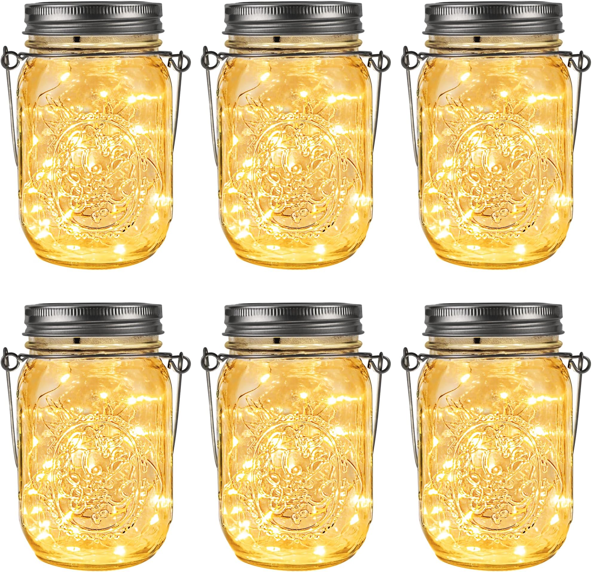Solar Lanterns Mason Jar Hanging Lights,4 Pack 30 LED Lights String