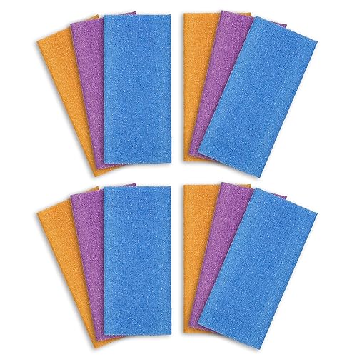 Miniatura 10 de ARCH&M Paño exfoliante exfoliante corporal para la espalda, paño de baño japonés, toalla coreana de luffah, esponja de belleza, paquete de 3 (morado