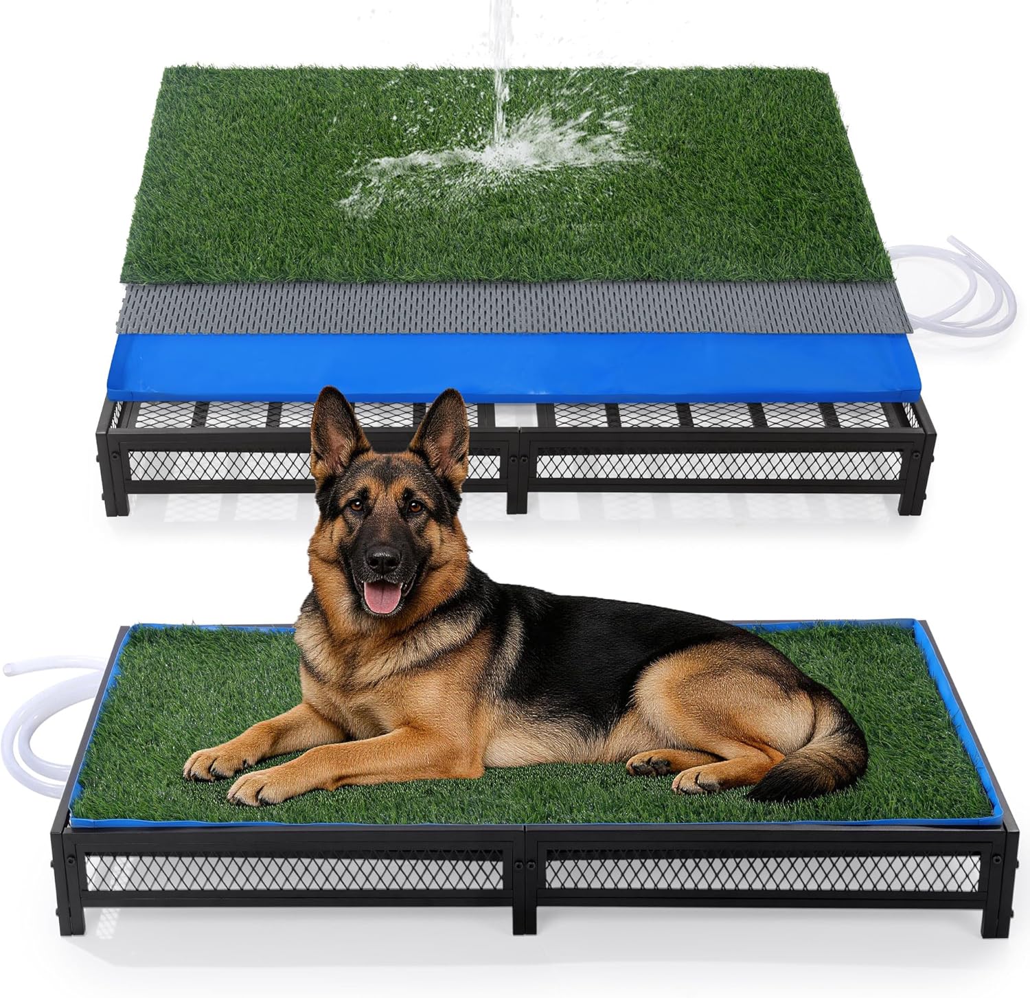 HOMBYS Porch Potty for Dogs with Drain, Artificial Grass Pet Litter Box Tray for Medium & Larhe Dog, Puppy Toilet for Patio, Indoor & Outdoor Use(47" L x 23" W x 6" H)