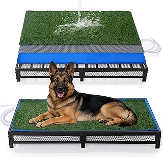 HOMBYS Selbstreinigendes Töpfchen für Hunde mit Abfluss, Kunstrasen, Haustiertoilette für kleine und große Hunde, Welpentoilette für Terrasse, Innen- und Außenbereich (119,4 cm L x 58,4 cm B x 15,2 cm