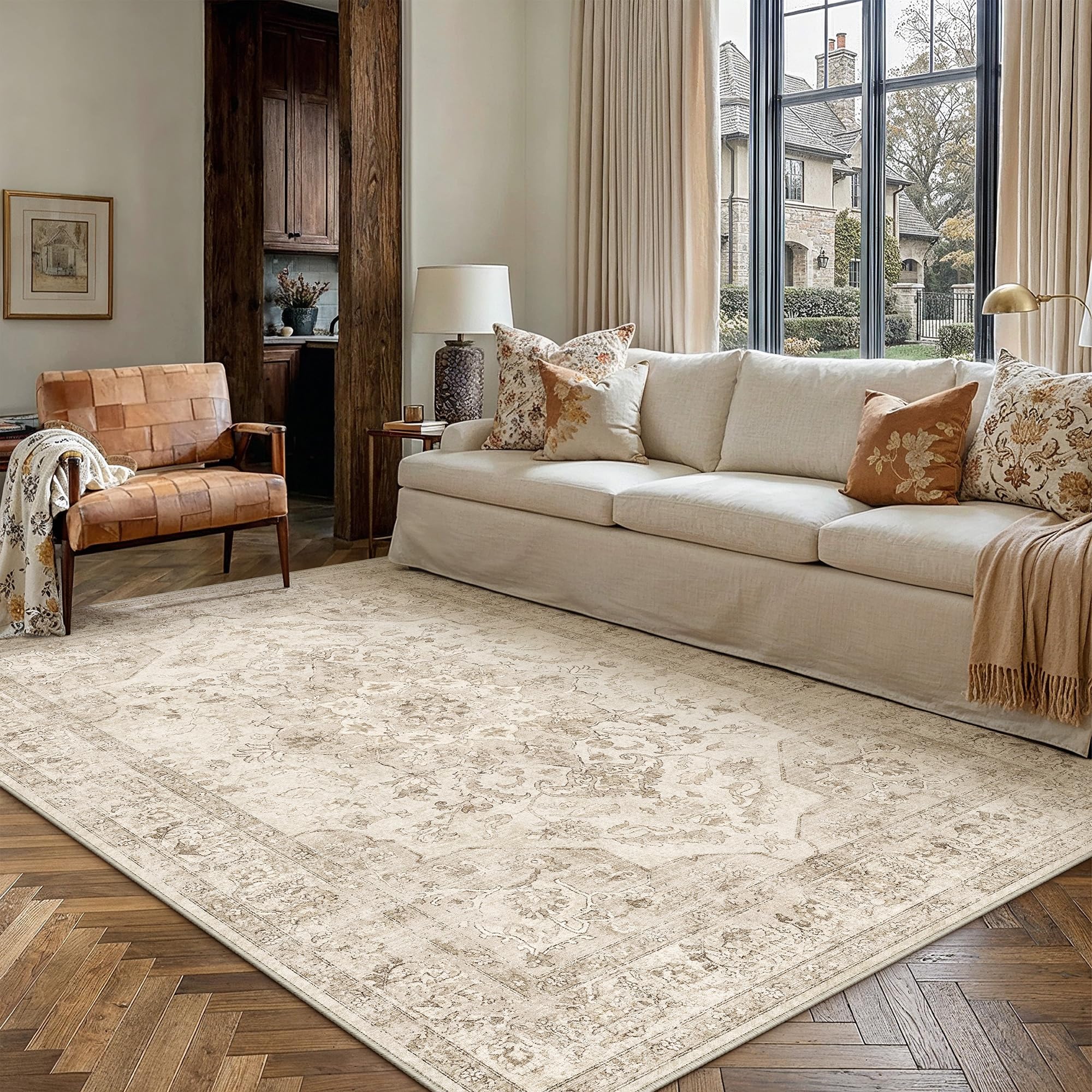 PureCozy Vintage Rugs Living Room Area Rug 160x230cm Light Brown