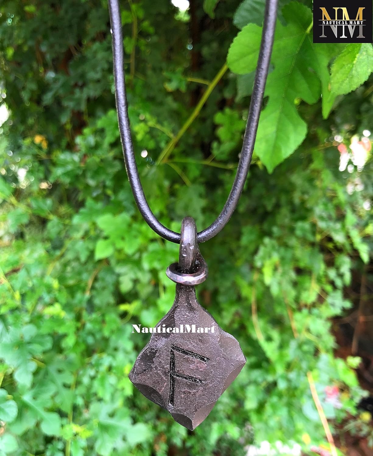NauticalMart Hand Forged Iron Ansuz Oss Rune Pendant Viking Necklace Medieval/Viking/Norse Jewelry