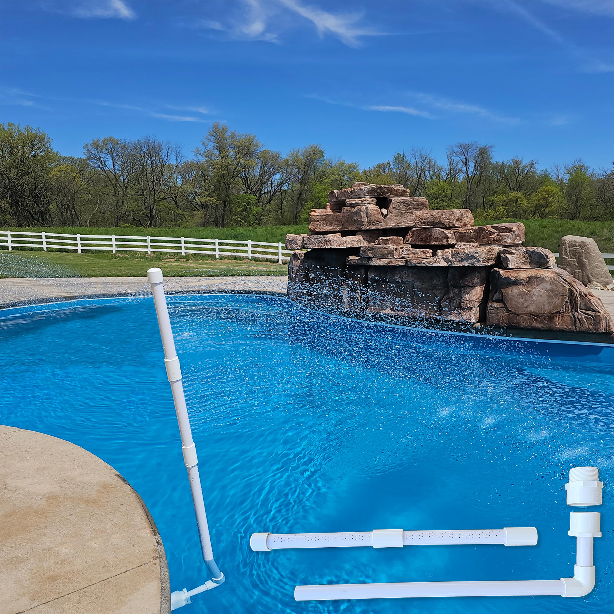 CHILLA Decreases Water Temperature 6-10 Degrees NO ENERGY REQUIRED Inground Swimming Pool Cooler Chiller Fountain DIY Install and Remove Waterfall Spray In-Ground Return Sprayer Relaxation Chilling