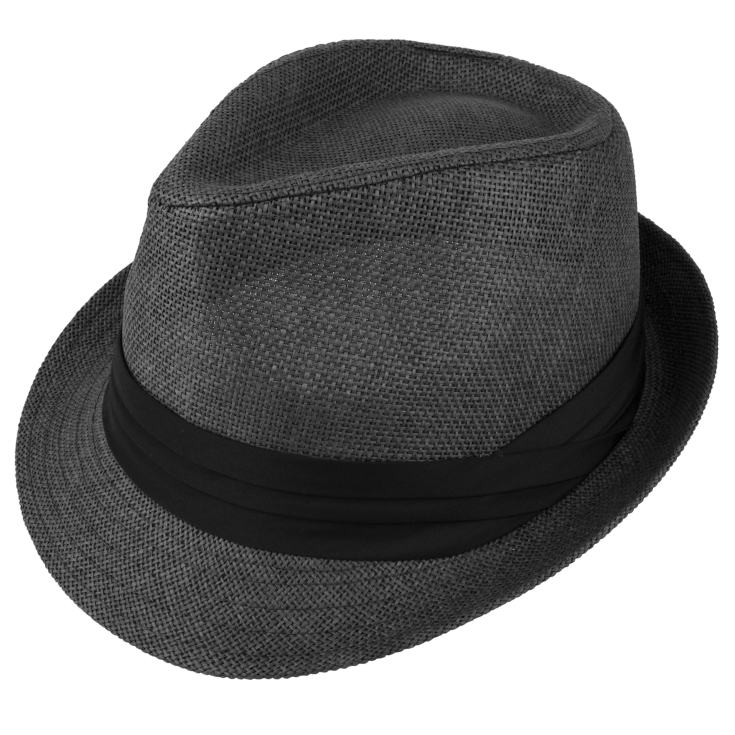 Gelante Sombreros de paja Fedora Panamá de verano con banda negra