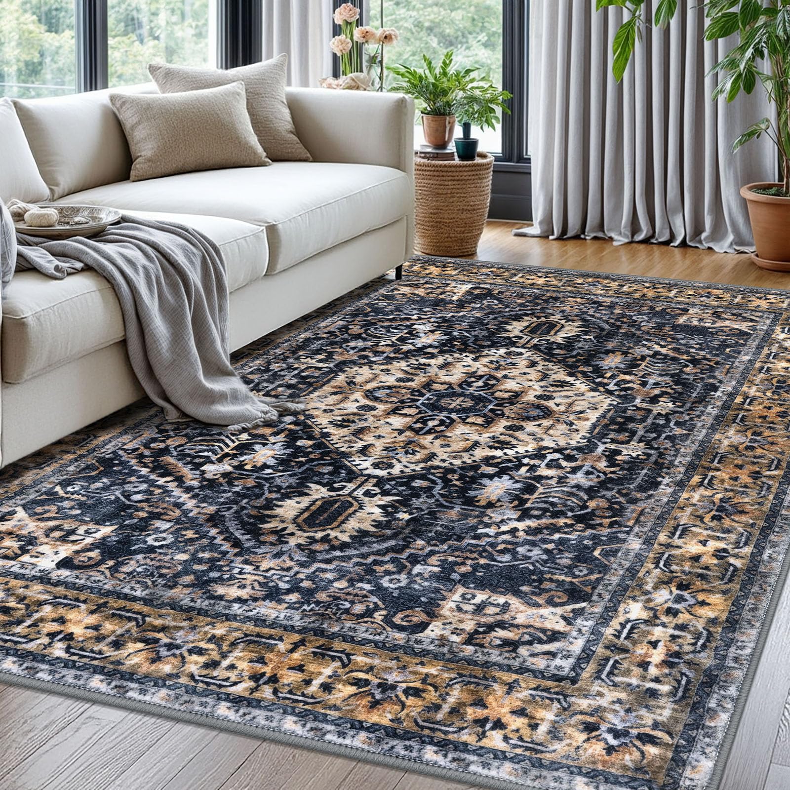 Tapis de sol pour salle à manger et salon bohème KOZYFLY vintage imprimé
