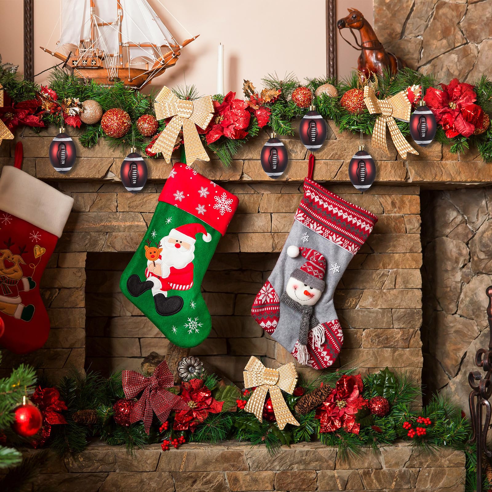 Große Rugby Zarte und Niedliche aus Kunststoff 6cm Weihnachtskugeln 6 Stück Christbaumkugeln für Weihnachtsbaum und Partydekoration an Zweigen