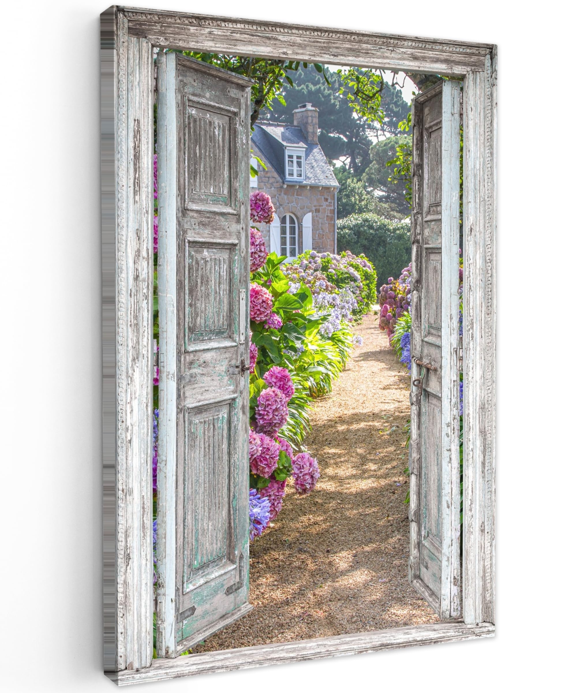 MuchoWow© Canvas Wall Art 16"x24" / 40x60 cm Home Decor Paintings for Living Room Decorations Gifts Hallway View - Hydrangea - Flowers
