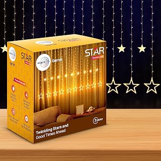 wipro Polycarbonate Garnet 12 Stars 3 Meter Curtain Led Festive Lights|Indoor String Lights|Decoration for Diwali, Weddin... Price In India