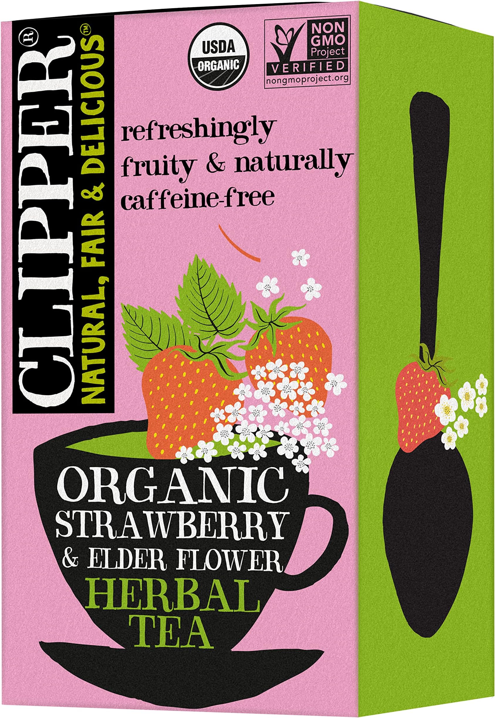 Strawberry and Elderflower, Organic, Plant-Based, Caffeine-Free, Great Over Ice, 1 Pack, 20 Unbleached Tea Bags