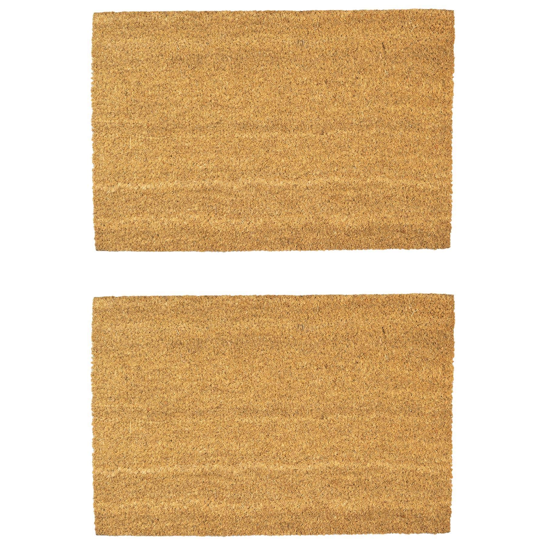 Nicola Spring Coir Door Mats - 90 x 60cm - Classic - Pack of 2 - Decorative Indoor Front Door Floor Mat Entry Dirt Trapper Rug Outdoor Boot Scraper Non Slip Backing Doormat — image 1