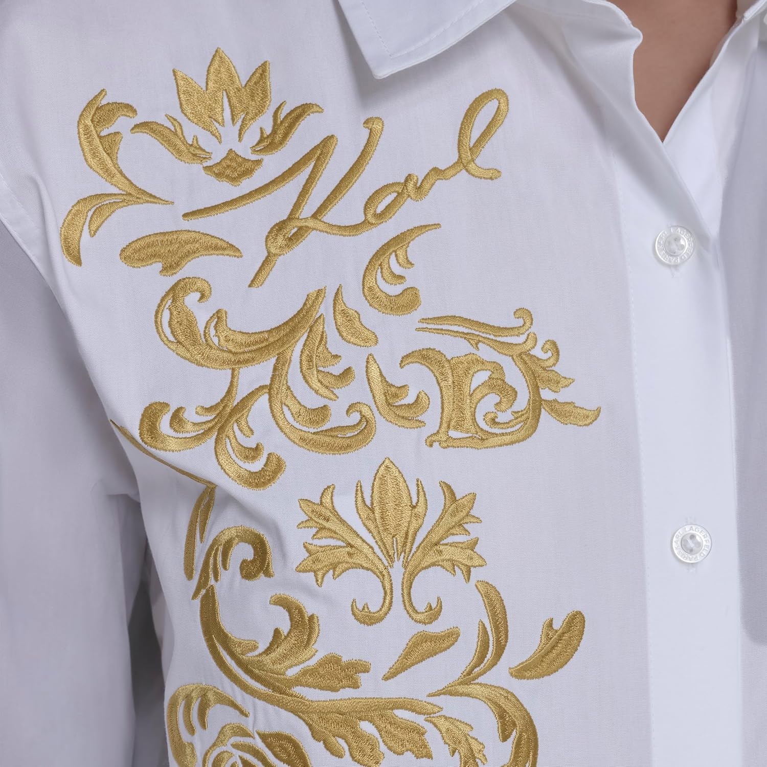 Karl Lagerfeld Womens Long Sleeve Oversized Everyday Essential Button Down - Image 6