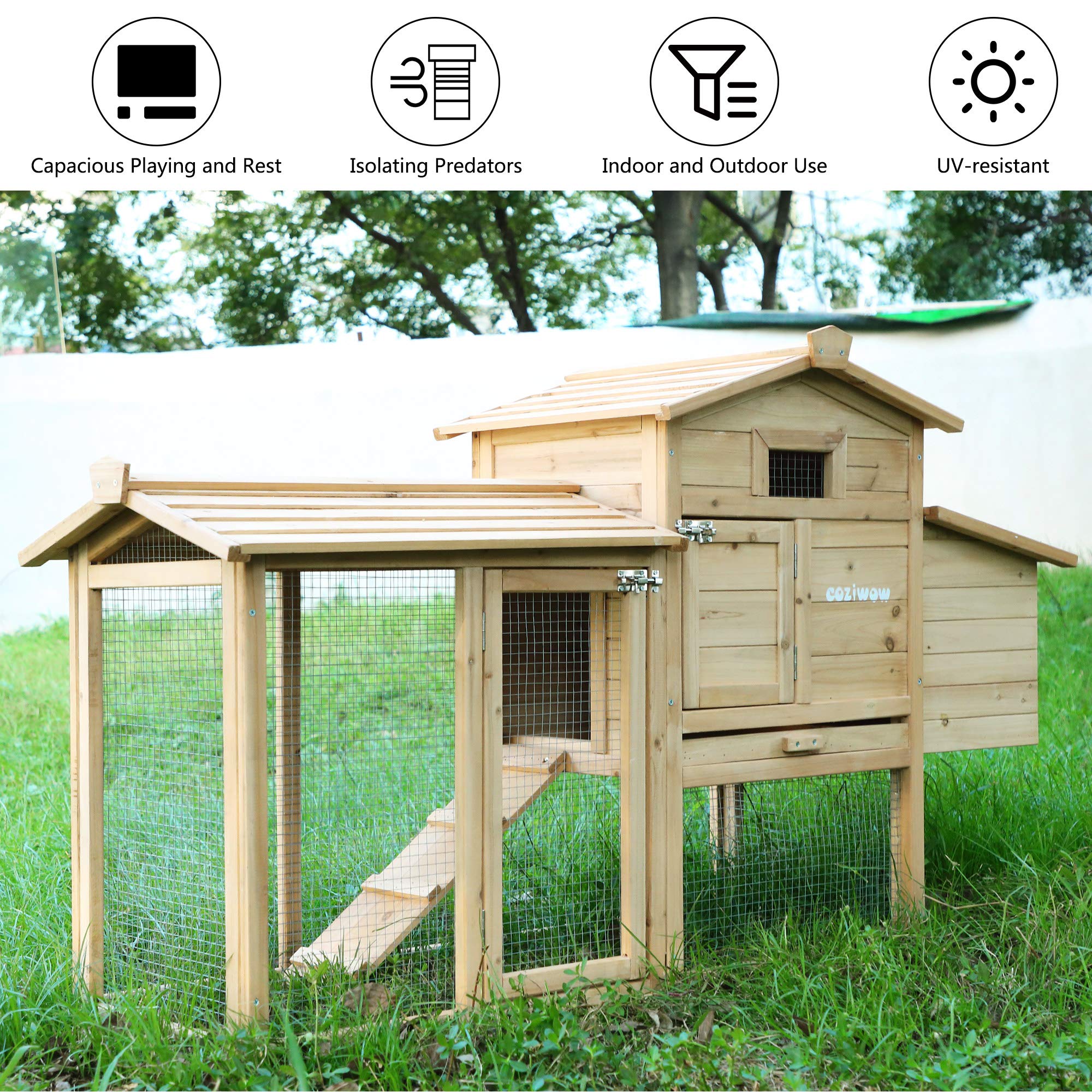 Sandinrayli Rabbit Hutch,Outdoor Wooden Pet Bunny House Wooden Cage