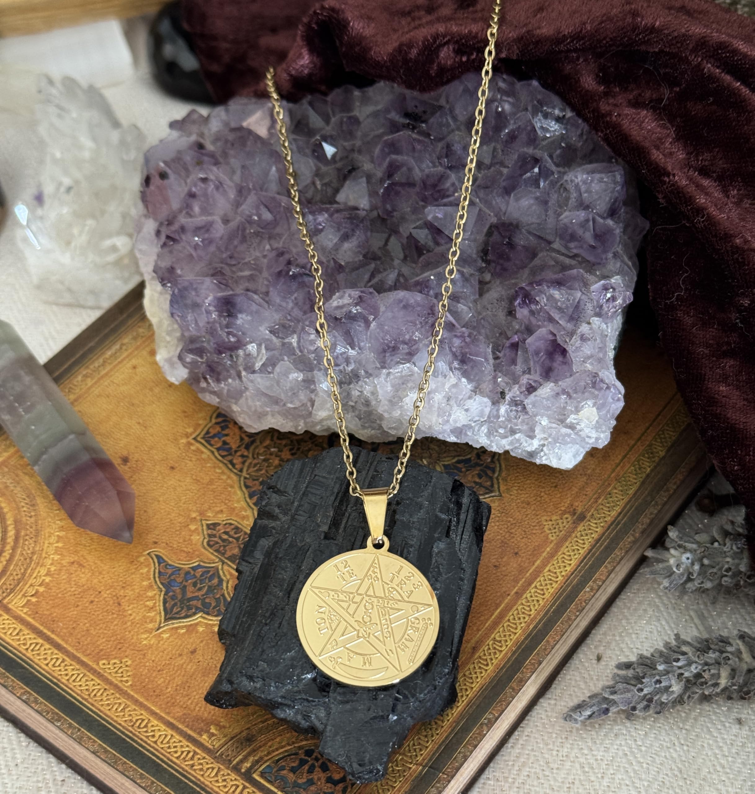 Simboliks Tetragrammaton colgante de acero, Amuleto de protección mal de ojo y mala energía, Talismán de protección personal, Pentáculo, Tetragrammaton contra el mal de ojo hechizos Amuleto