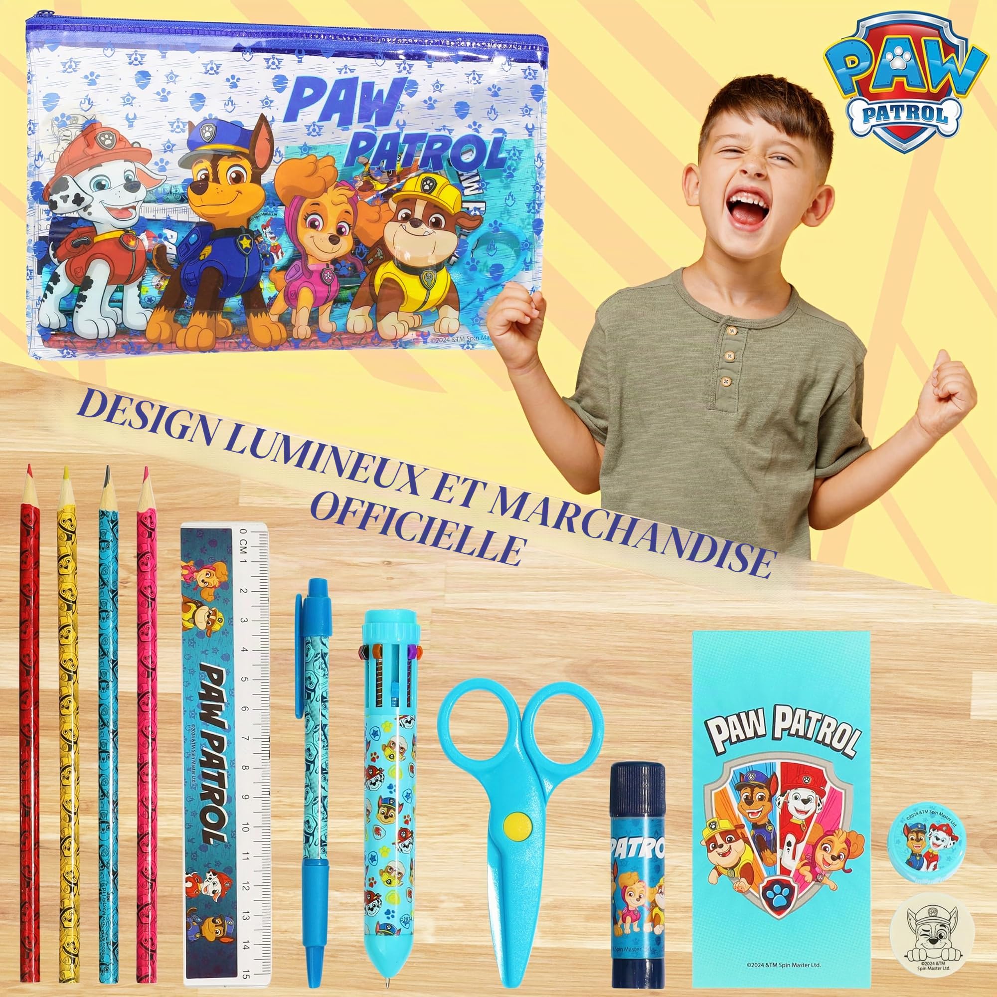 Paw Patrol Trousse Scolaire Garcon Fille, Trousses pour Enfants avec Fournitures Scolaires Crayon de Couleurs Stylo, Kit Papeterie, Cadeau Enfant