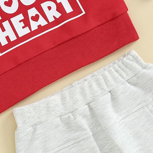 Miniatura 5 de Conjunto para el día de San Valentín para bebé niño con texto en inglés "Mama is My Valentine", camisas estampadas, sudadera con cuello redondo