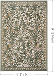 JINCHAN Région florale Rug 6x9 Vintage lavable jeter Rug Soft Non-dérapant Détresse Grand Orange Tapis vert pour salon Chambre Salle à manger Bureau chambre de bébé