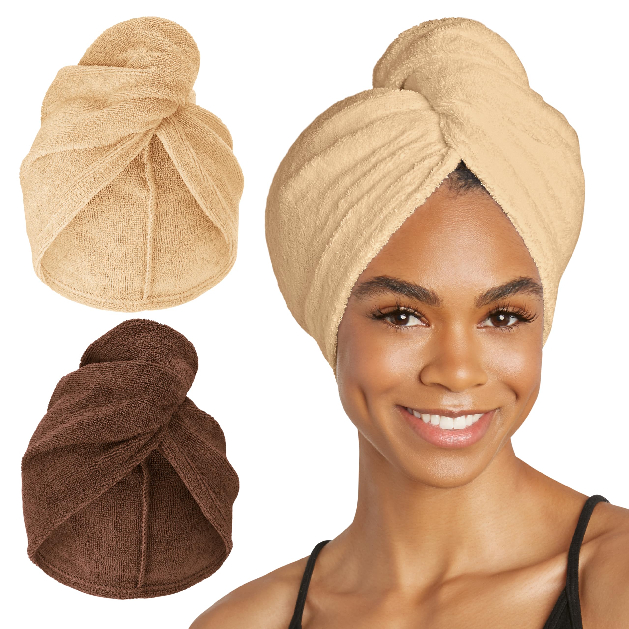 Turbie Twist Microfiber Hair Towel, Tonal (2 Pack)