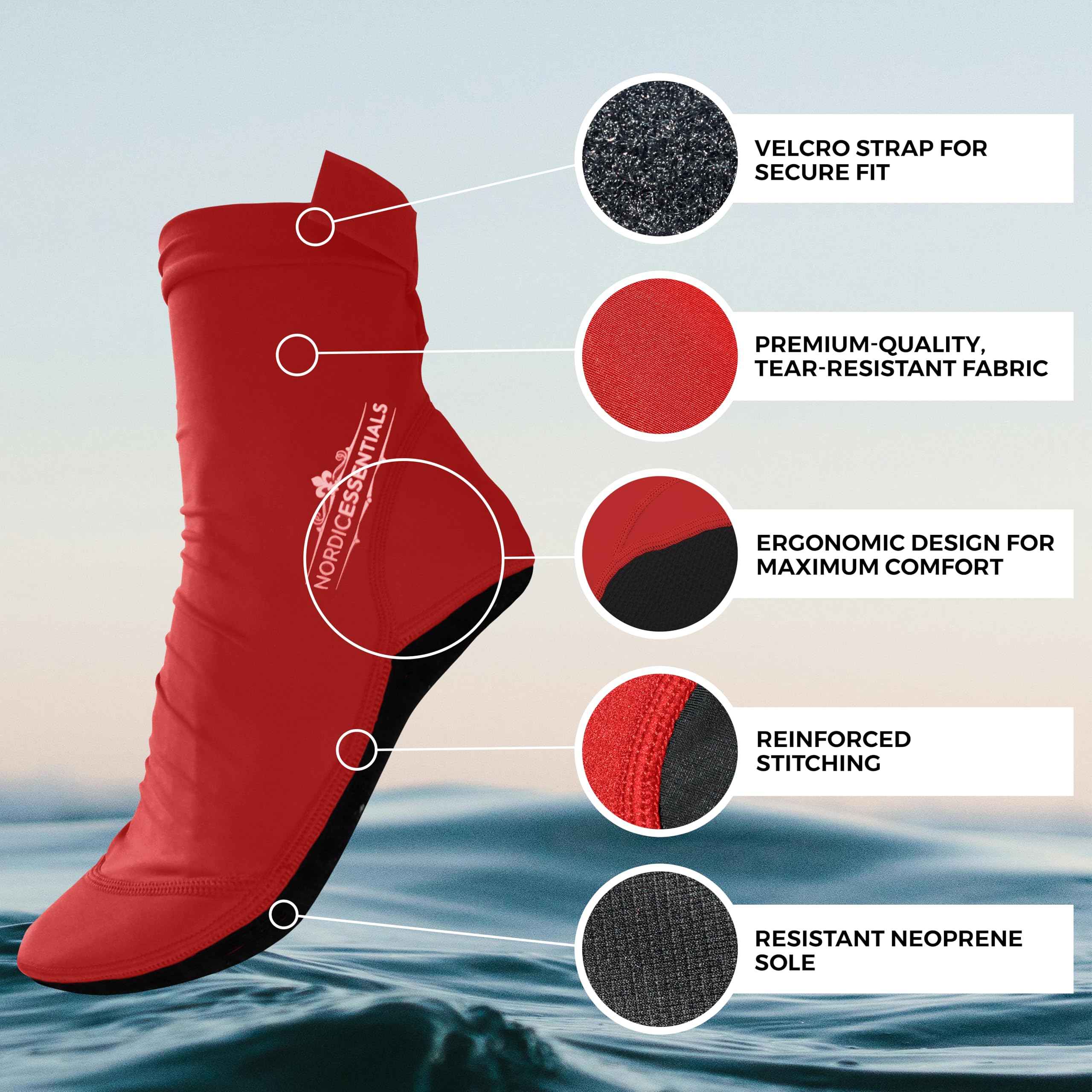 Strandsocken (2 Paar) - Wassersport, Tauchen, Schnorcheln, Volleyball, Fußball am Strand