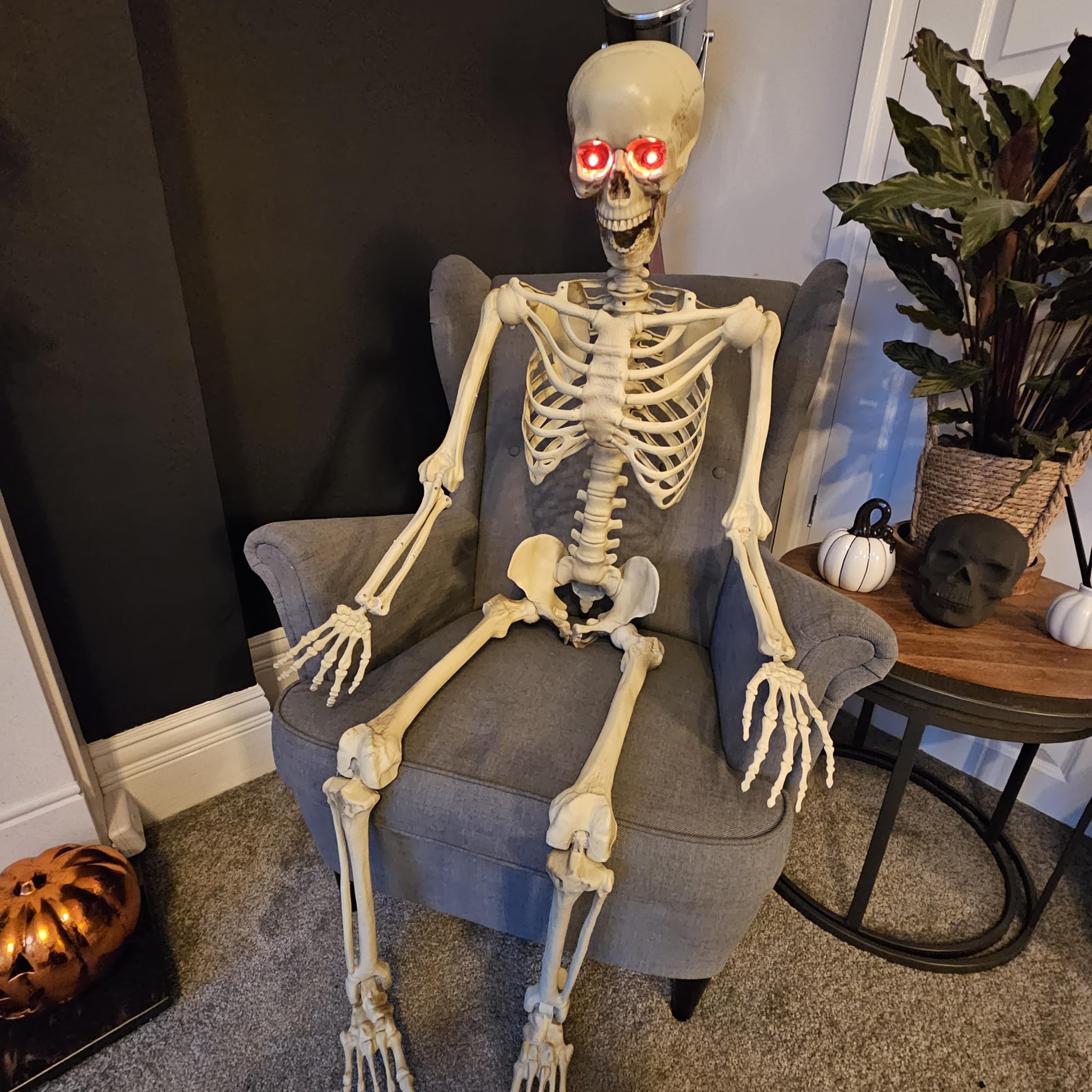 B&Q -  5Ft (150Cm) Posable Full Body Halloween Led Skeleton Decoration With Movable Joints And Led Eyes