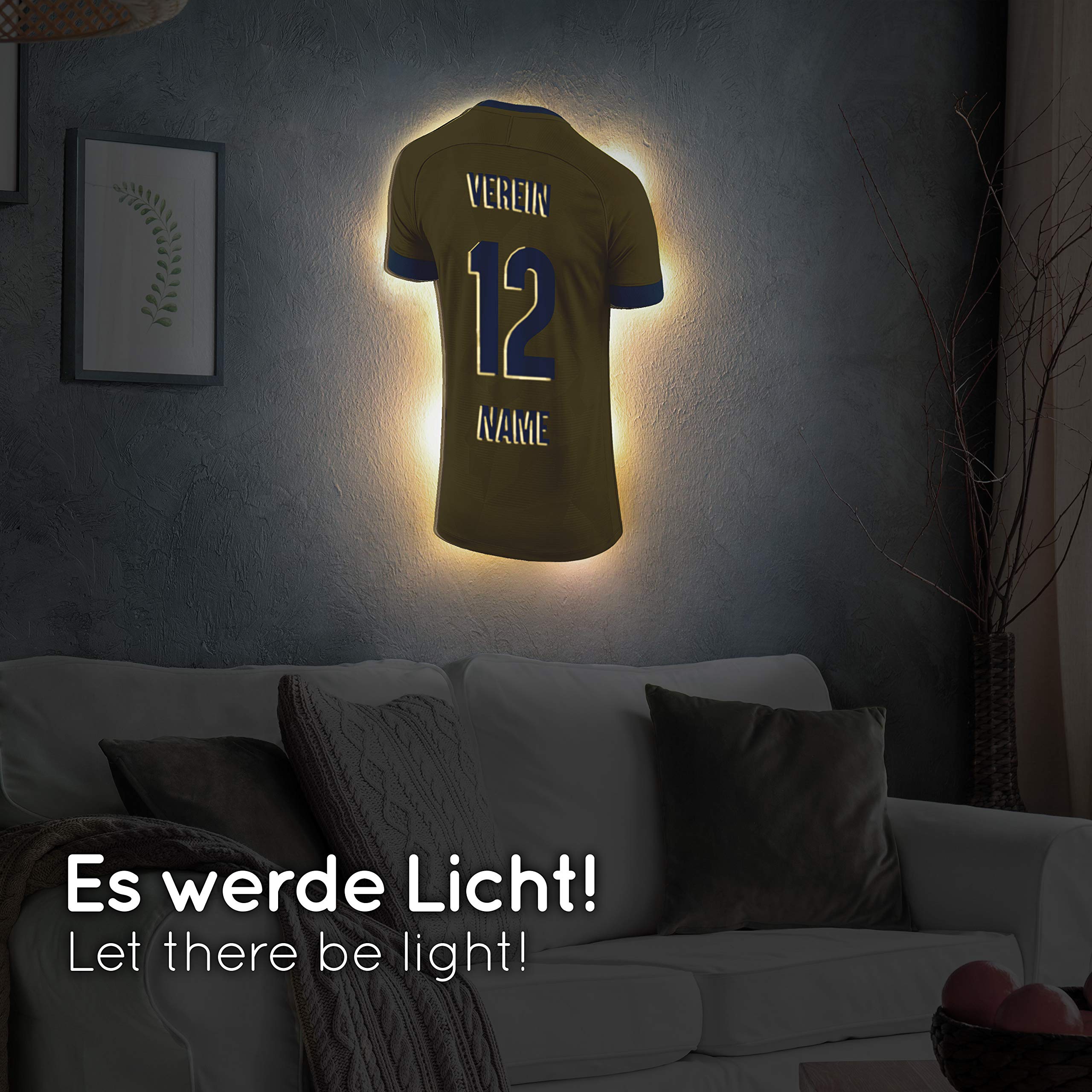 Elbeffekt Trikotlampe für Braunschweig Fans aus Holz - personalisierbares Geschenk - schenke Dein individuellen Braunschweig Fanartikel aus Echtholz
