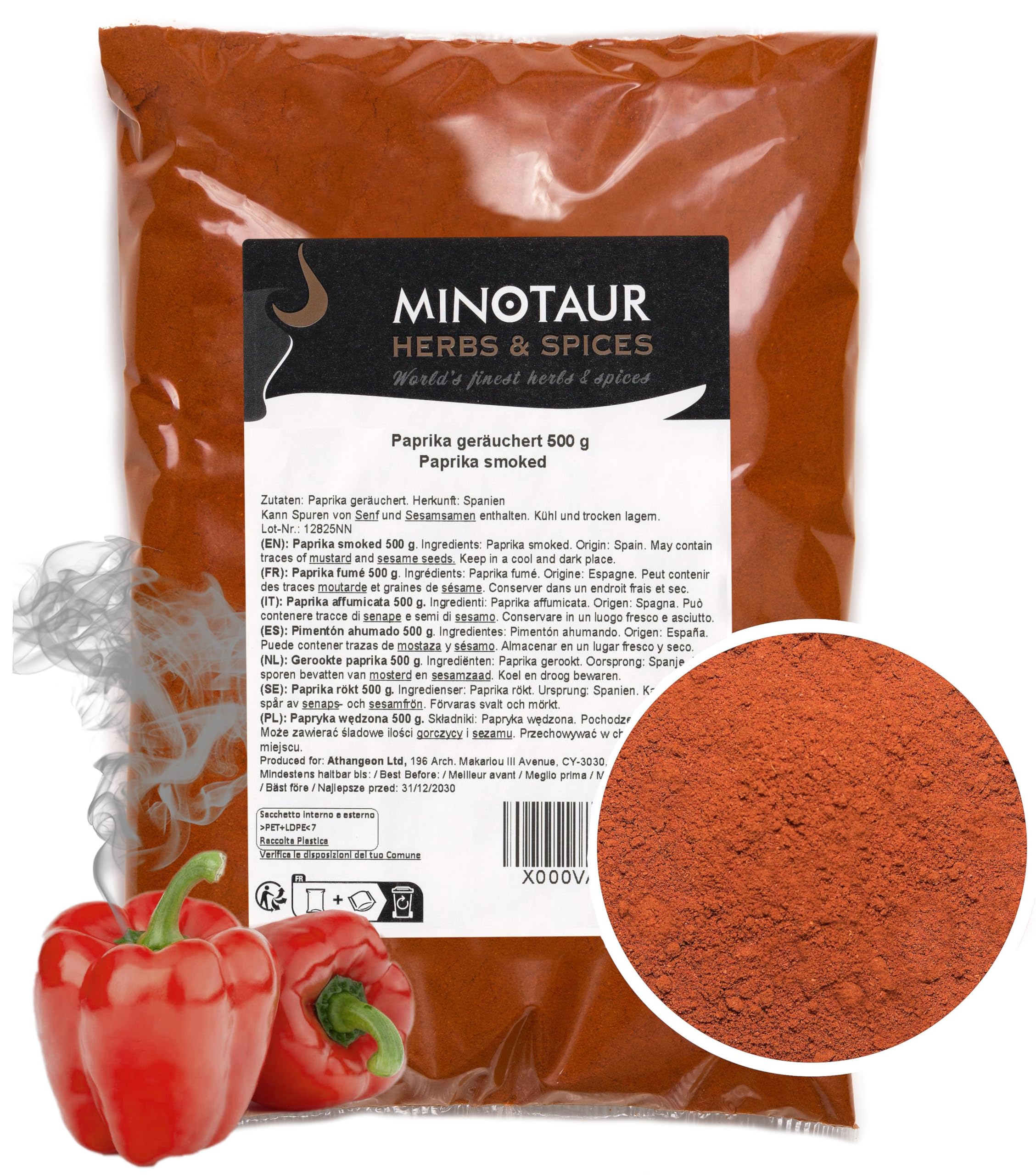 Minotaur Spices | Paprika fumé | 2 x 500 g (1 Kg) Paprika fumé en poudre