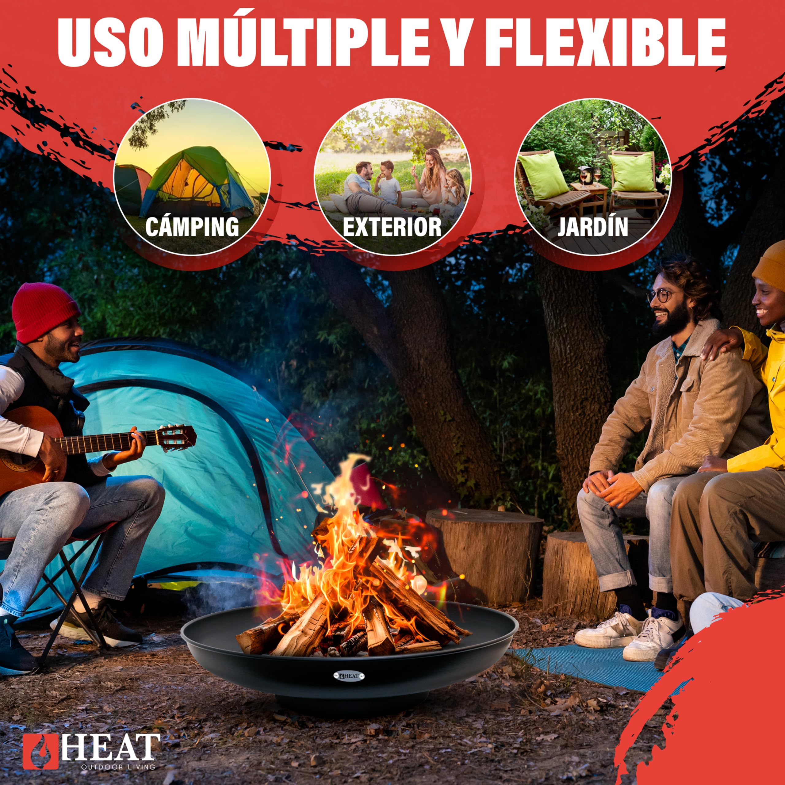 Cuenco de Fuego de 80 cm de Óxido – Braseros para el Jardín – Chimenea Exterior & Tonne – Cuenco de Acero Lacado – Cesto de Fuego para el Jardín - 80x80x19 cm