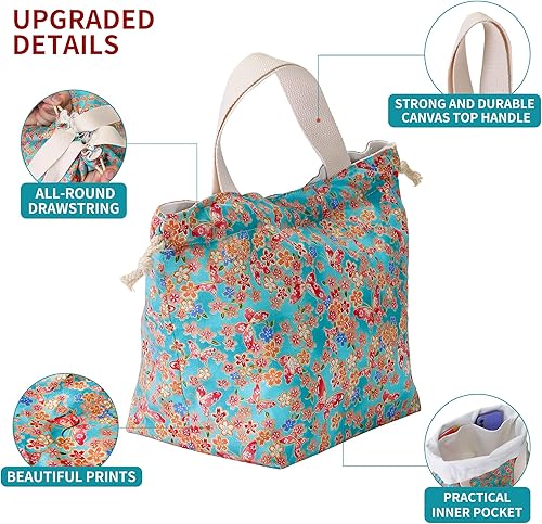Miniatura 2 de Bolsa de almuerzo Bento reutilizable, pequeña y bonita bolsa de almuerzo con cordón adecuado para niños, niñas, mujeres, estudiantes, trabajo,