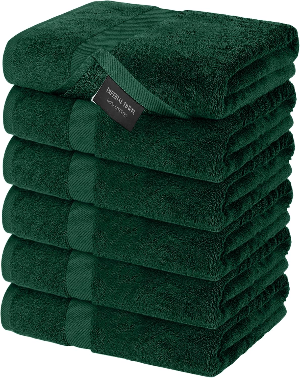 Canadian Linen Imperial Economy 6 Pack Hunter Green Hand Towels for Bathroom 16"x27" inches 100