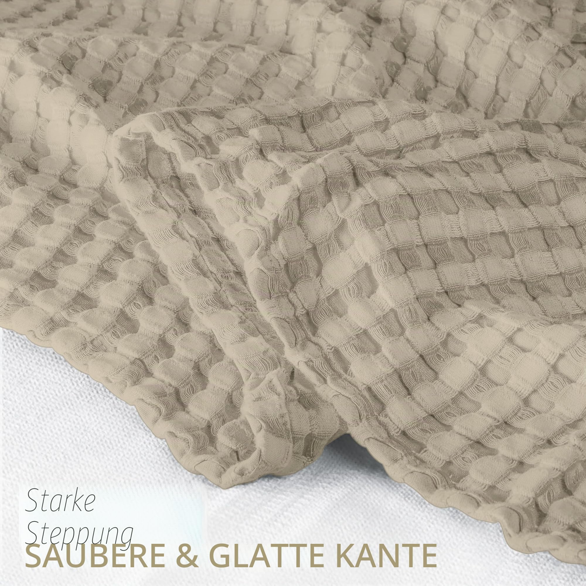 Utopia Bedding Baumwoll WaffeldeckeSM (Khaki - 228 x 213 cm) – Bild 4