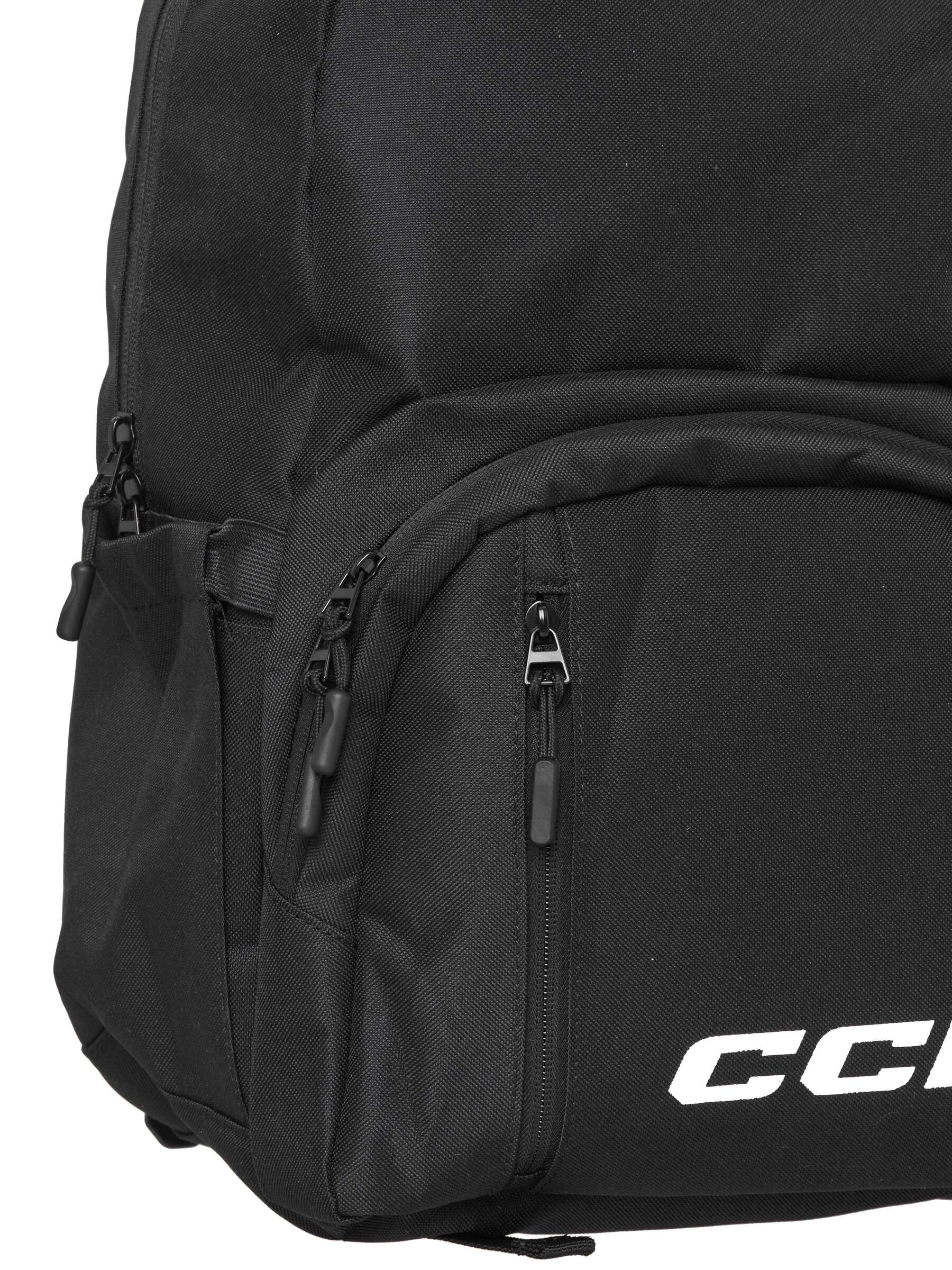 CCM Zaino per squadre di hockey, grandi tasche portaoggetti con custodia per laptop, spallacci regolabili, nero