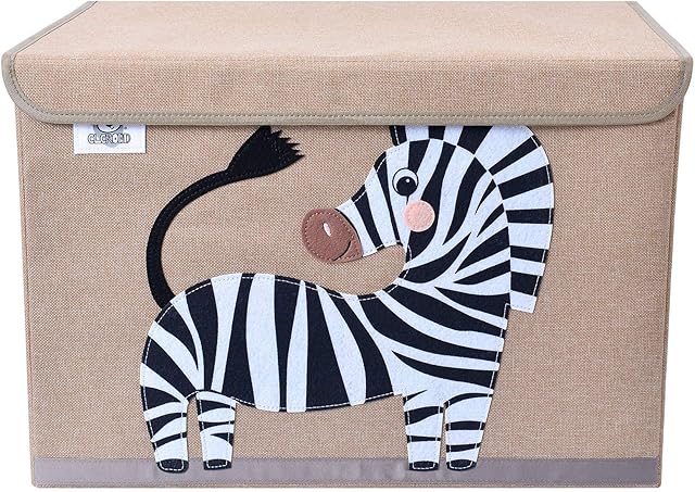 CLCROBD Foldable Kids Large Toy Chest with Flip-Top Lid, Collapsible Fabric Animal Toy Storage Organizer/Bin/Box/Basket/Trunk for Toddler, Children and Baby Nursery (Zebra)