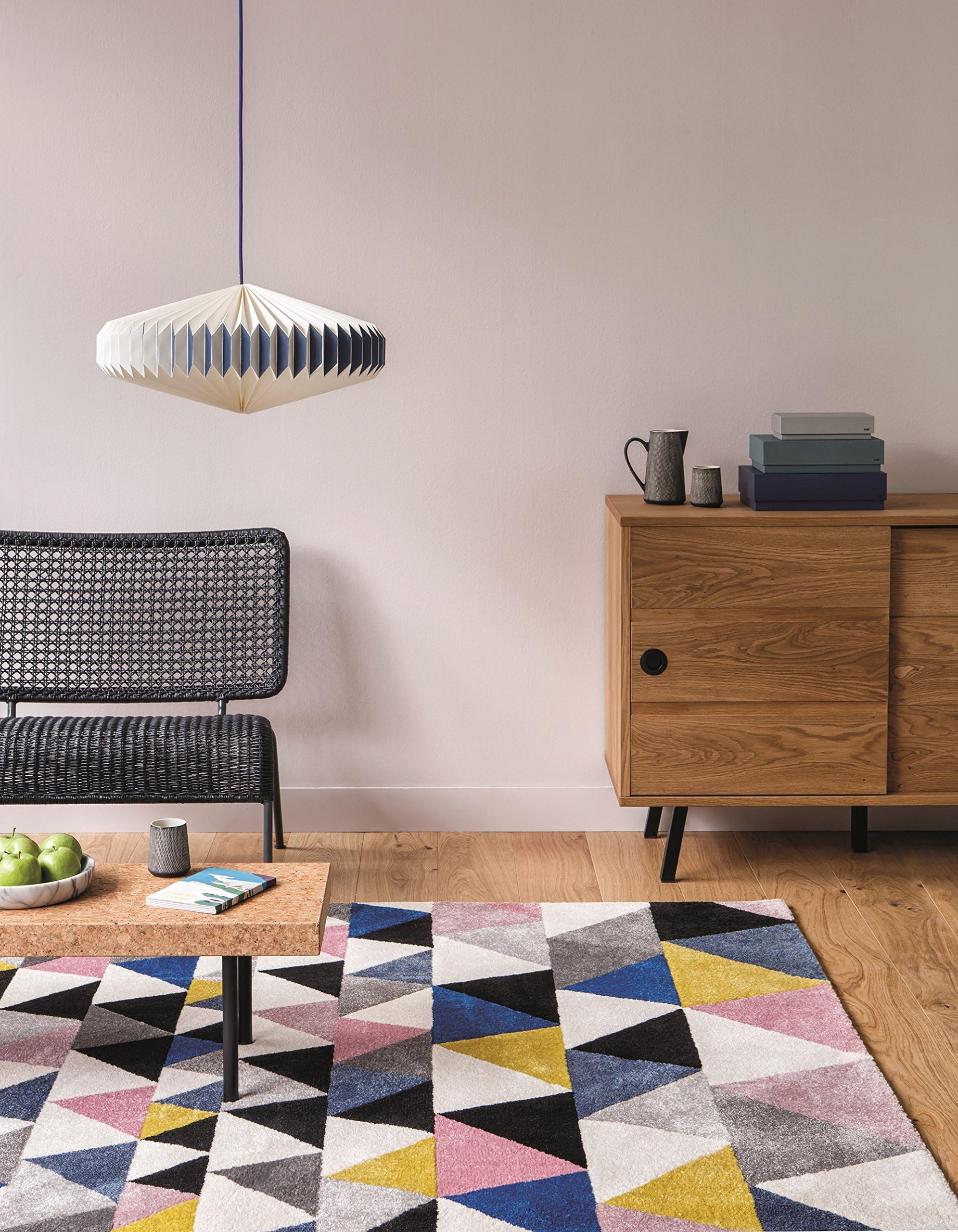 Art For Kids Scandinavian Modern Rug 120x170 cm-Quality Label Oeko-Tex Standard 100-100% Polypropylene-Scandi-Machine Woven-Living Room, Multi-Colour, 120 x 170 cm