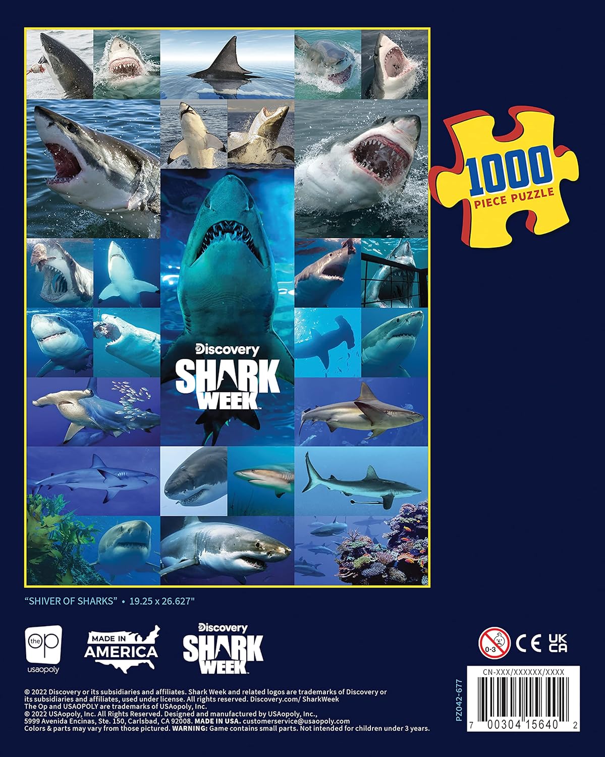 Shark Week “Shiver of Sharks” 1000 Piece Jigsaw Puzzle | Collectible Puzzle Artwork Featuring Great White Shark | Officially-Licensed Discovery Channel Shark Week Puzzle & Merchandise